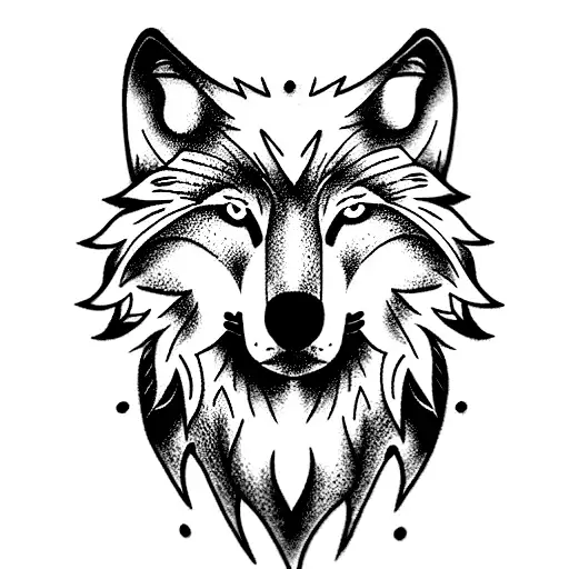 Wolf with phoenix  tattoo design idea