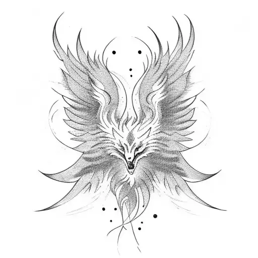 phoenix and wolf tattoo design idea