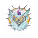 phoenix and wolf tattoo design idea