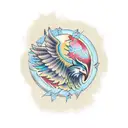 phoenix and wolf tattoo design idea