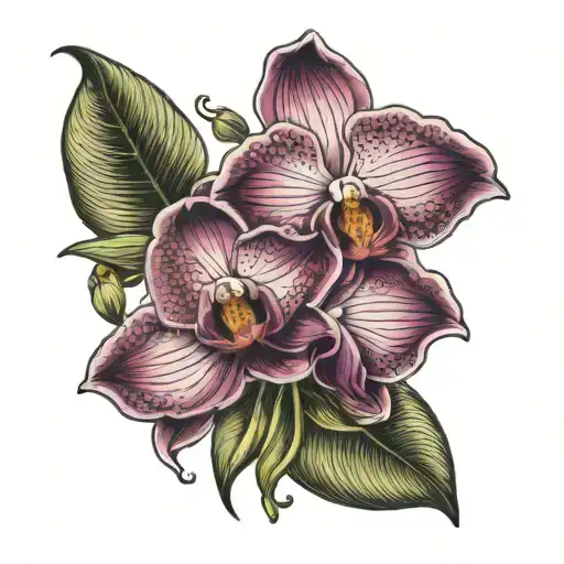 orchid with L and C tattoo design idea