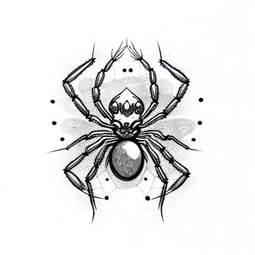 a spider with a scribbled sigil-style design tattoo design idea