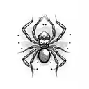 a spider with a scribbled sigil-style design tattoo design idea
