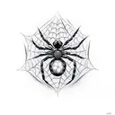a spider with a scribbled sigil-style design tattoo design idea