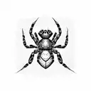 a spider with a scribbled sigil-style design tattoo design idea