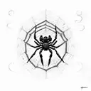 a spider with a scribbled sigil-style design tattoo design idea
