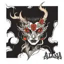 That in the form of Scratches says the word Alana tattoo design idea