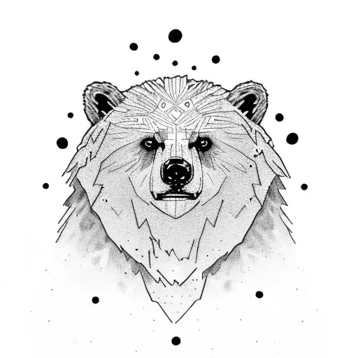 Spirit Bear thats half dirty and beat up and the other half clean tattoo design idea