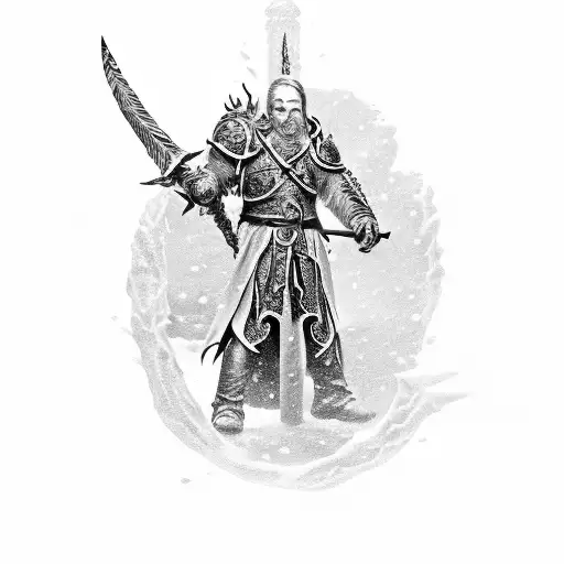 frostmourne with D&D simbols on it tattoo design idea