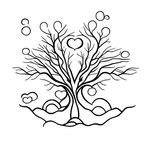 A minimalist tattoo design of two trees growing together, symbolizing the growth and bond between you and your sons tattoo design idea