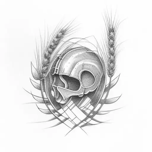 Thighband with a wheat sheaf motif, prairies theme, elegant, masculine, simple. tattoo design idea