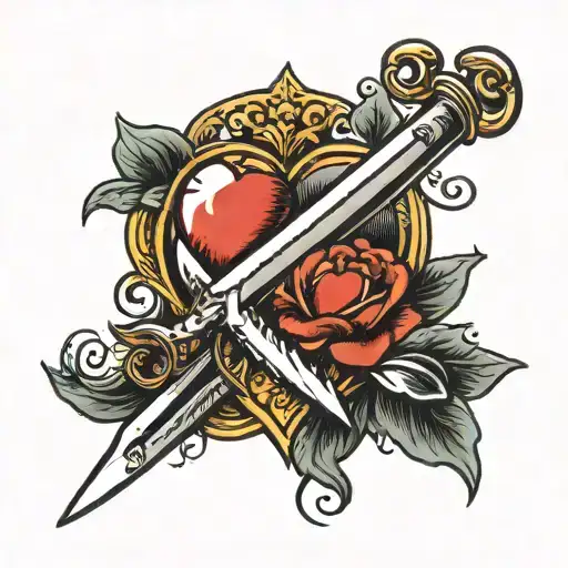 a heart with a dagger through it tattoo design idea