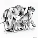 lioness with cubs tattoo design idea