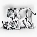 lioness with cubs tattoo design idea