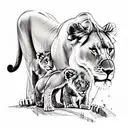 lioness with cubs tattoo design idea