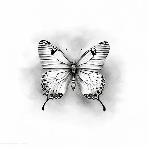 Butterfly with a name & date  tattoo design idea