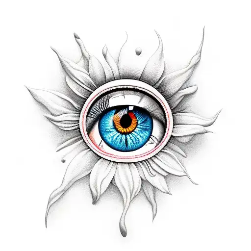 flower without bloom but with eye tattoo design idea