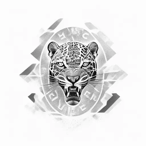Motivation quote with a roaring jaguar tattoo design idea