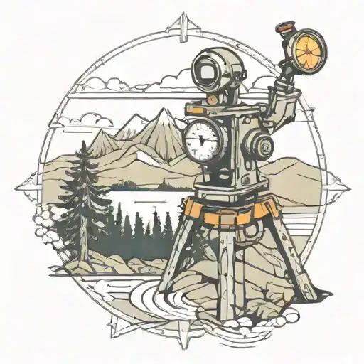 topography, polygonometry, geodesy, forest, river, surveyor, surveyor, mountains, nature, scale, level, total station. tattoo design idea