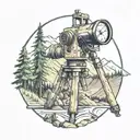 topography, polygonometry, geodesy, forest, river, surveyor, surveyor, mountains, nature, scale, level, total station. tattoo design idea