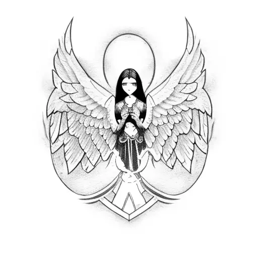 guardian angel with a torn wing tattoo design idea