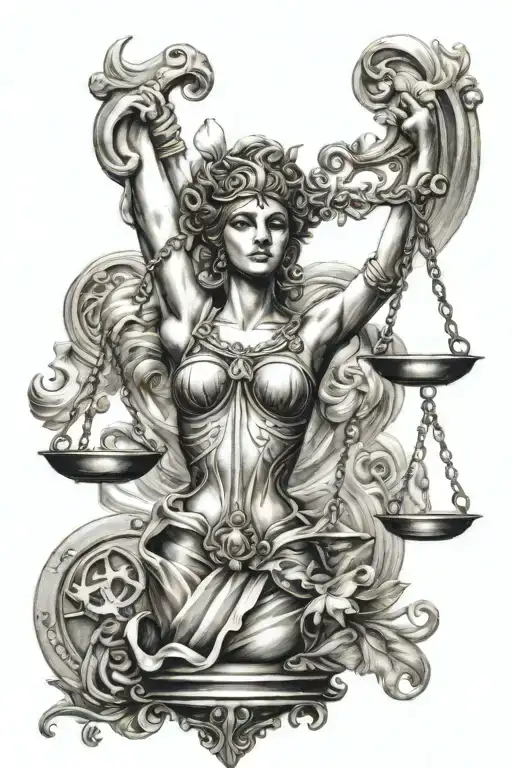 themis libra zodiac sign tattoo design idea