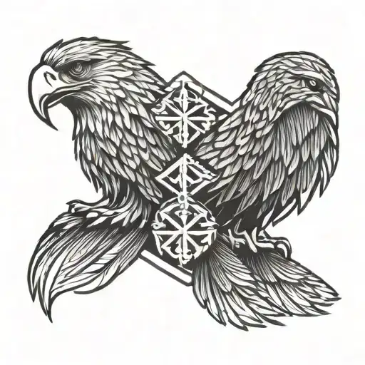 symmetrical dual eagle tattoo design idea