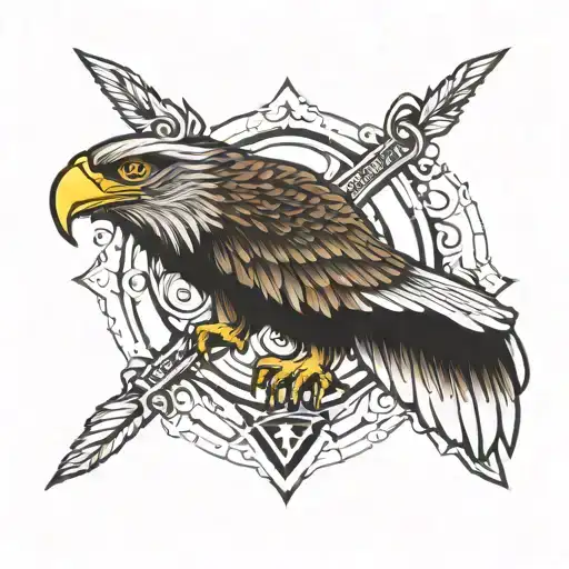 symmetrical eagle tattoo design idea