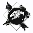 symmetrical dual eagle tattoo design idea