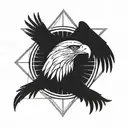 symmetrical dual eagle tattoo design idea