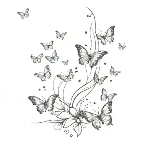 tornado surrounded by butterflies tattoo design idea
