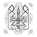 A minimalist tattoo of a key with Arabic script inside, symbolizing the keys to Palestine and Lebanon tattoo design idea