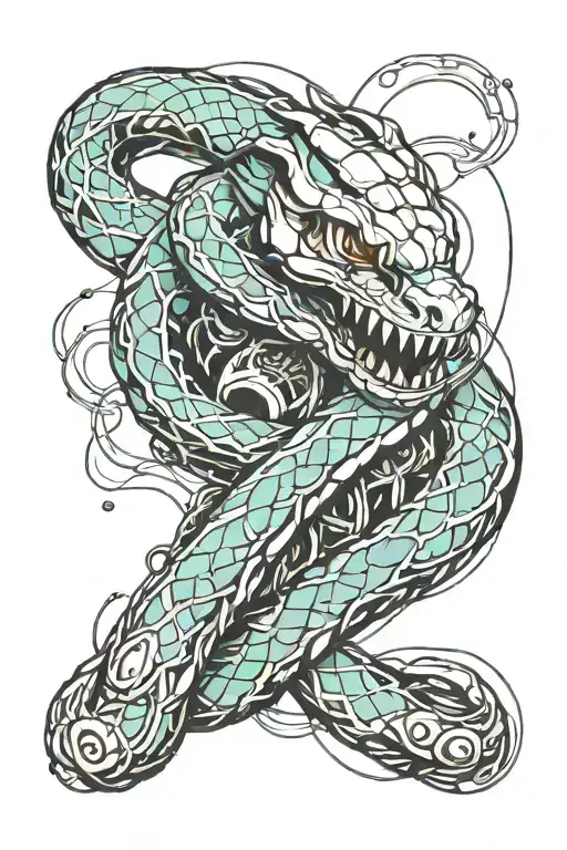 cybernetic snake arm wrapped  tattoo design idea