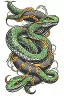 cybernetic snake wrapped tattoo design idea