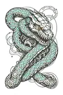 cybernetic snake arm wrapped  tattoo design idea