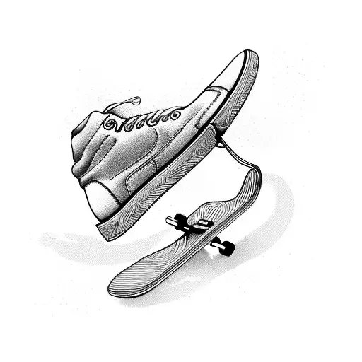 skateboard in bag tattoo design idea