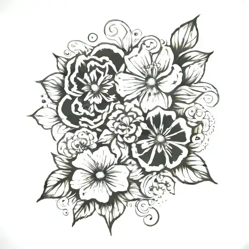 memorial tattoo for my daughter Layla with flowers and a heart tattoo design idea