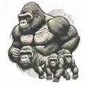silverback gorilla protecting its cubs tattoo design idea