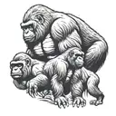 silverback gorilla protecting its cubs tattoo design idea