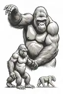 silverback gorilla protecting its cub tattoo design idea