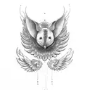 mouse with wings tattoo design idea