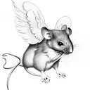 mouse with wings tattoo design idea