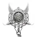 The design features a broken chain as the central element, symbolizing freedom and liberation from constraints.  The bro tattoo design idea