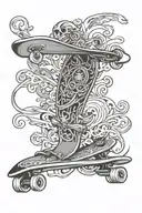 Skate board design incorporating tattoo design idea