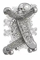 Skate board design incorporating tattoo design idea