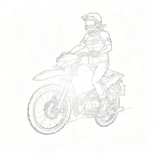 a person riding a motorcycle on a dirt road at sunset with cows with background tattoo design idea