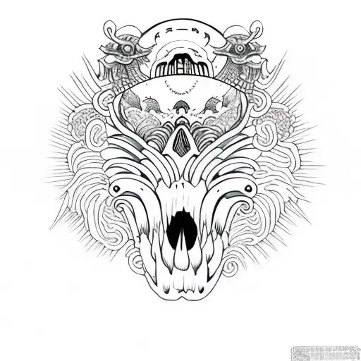 skull aliens groove stoner tattoo design idea