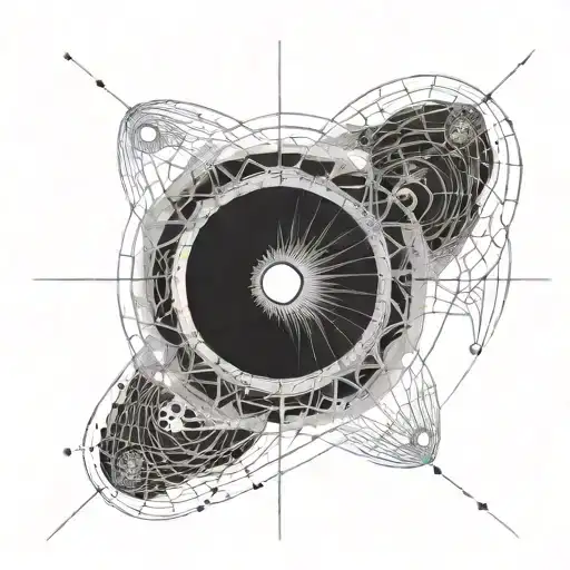 Scientific diagram of a black hole with intricate details tattoo design idea