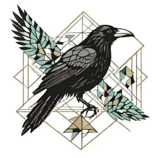 Tesseract with a crow inside. tattoo design idea
