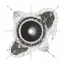 Scientific diagram of a black hole with intricate details tattoo design idea